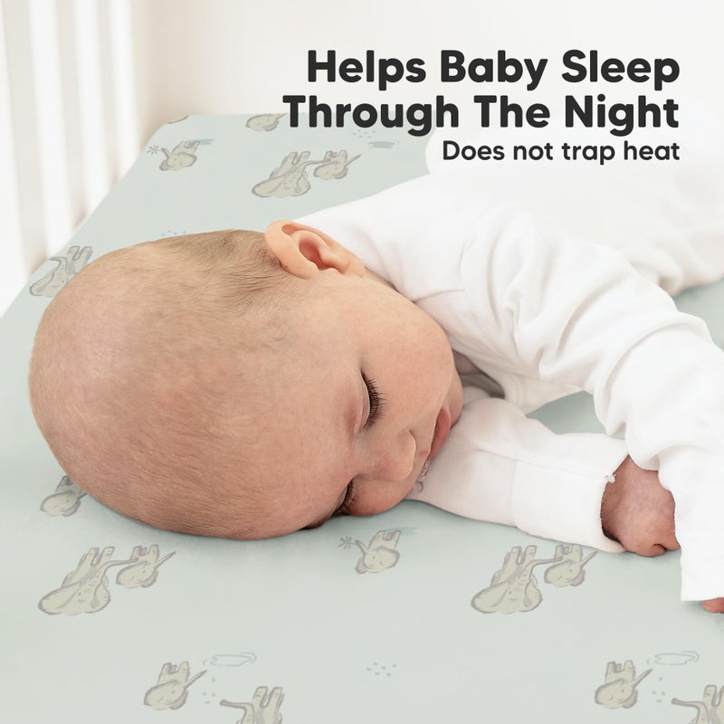 KeaBabies 2-Pack Organic Crib Sheets for Boys, Girls - 52x28 Fitted Crib Mattress Sheet Neutral, Breathable Jersey Cotton Cover for Baby Bed, Toddler Mattress, Soft & Cute Prints (Elly) - Image 5