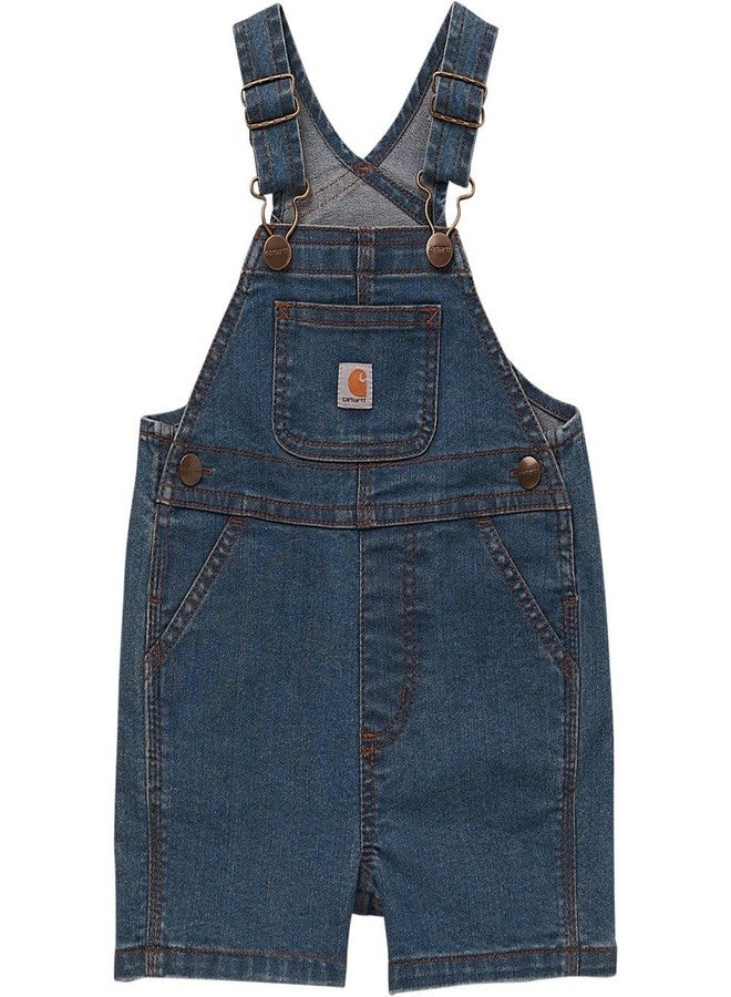 Carhartt Baby Loose Fit Jean Overall Shorts Denim Shortalls, Medium Wash Denim, 9M