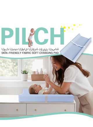 طفل تغيير الوسادة، PU ماء الحفاضات تغيير الحصيرة مع حزام السلامة، الحفاضات المحمولة تغيير الوسادة، التنفس المحيط تغيير الوسادات الجدول للطفل، 31.25 " * 16" ، الأزرق - view 2