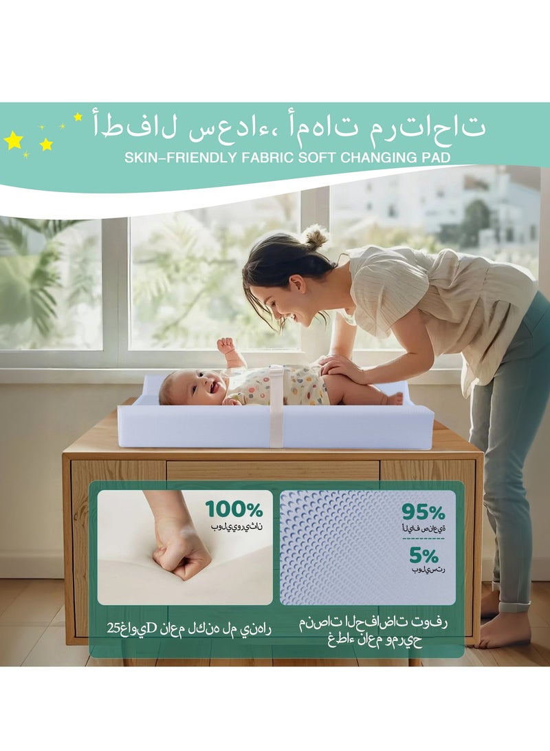 DMG TECH Baby Changing Pad, PU Waterproof Diaper Changing Mat with Safety Strap, Portable Diaper Changing Pad, Breathable Contoured Changing Table Pads for Infant, 31.25"X16", Blue - Image 5