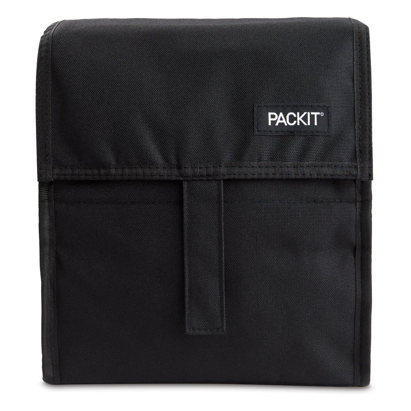 PackIt Freezable Lunch Bag, Black, Built with EcoFreeze Technology, Foldable, Reusable, Zip and Fold Closure with Buckle Handle, Perfect for School and Office Lunches - Image 1
