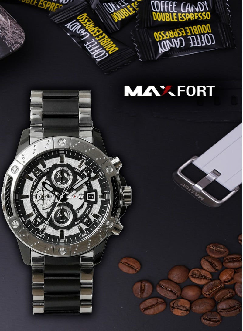 MAXFORT ماكسفورت - MX115BLK - تصميم فريد حركة يابانية زجاج معدني مقاوم للماء 3ATM - Image 2