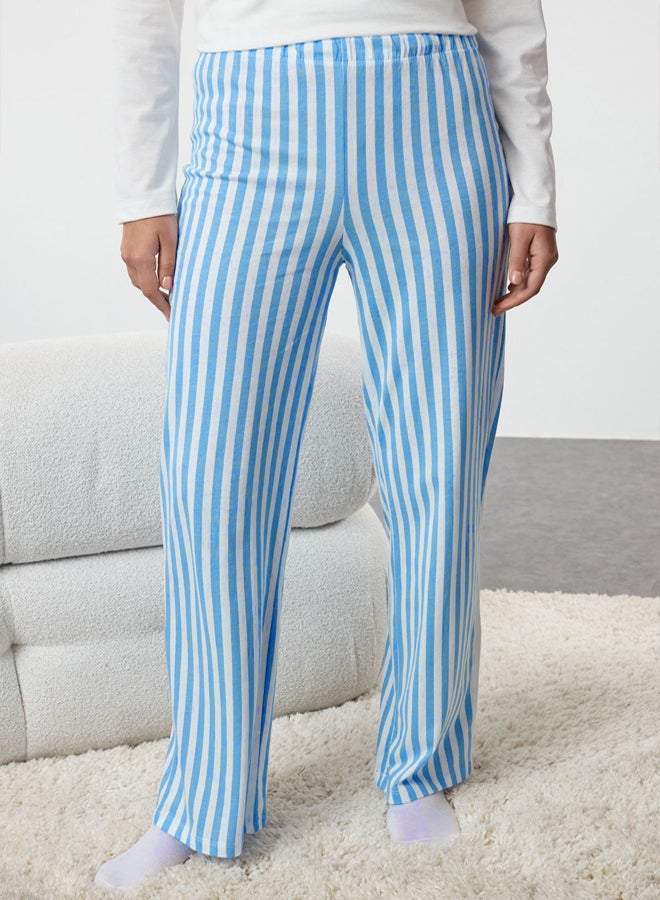 trendyol Women's Couple White 100% Cotton Striped Teddy Bear Knitted Pajama Set - Image 5