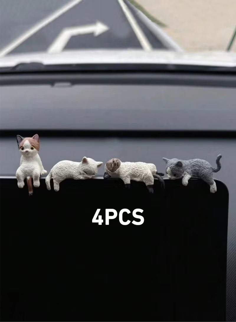 Car Decoration Set with Cute Cat Design – A set of 4 adorable cat figures that add a playful touch to your car interior décor. - Image 1