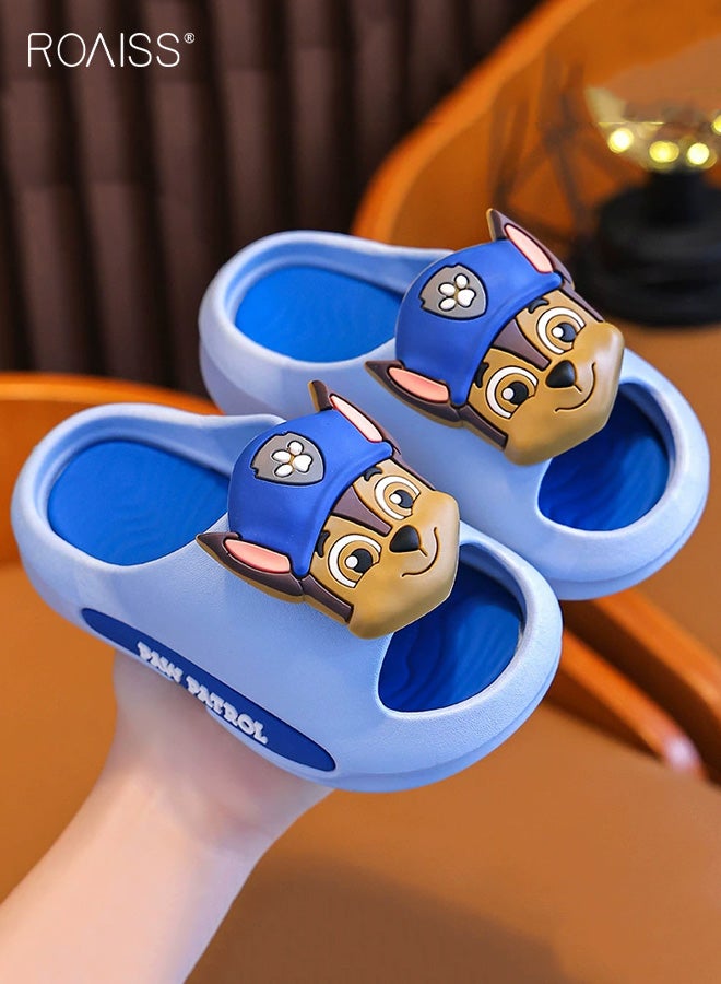 roaiss Kids' Non-Slip Slippers, Puppy Cartoon Summer Flip-Flops, Infant Bathing Indoor Slippers for Boys and Girls, Soft-Soled Breathable PVC One-Piece Injection-Molded Slippers, Blue - Image 1