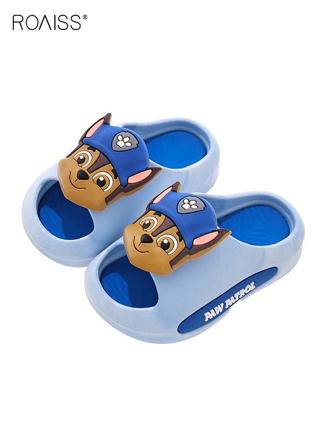 roaiss Kids' Non-Slip Slippers, Puppy Cartoon Summer Flip-Flops, Infant Bathing Indoor Slippers for Boys and Girls, Soft-Soled Breathable PVC One-Piece Injection-Molded Slippers, Blue - Image 2