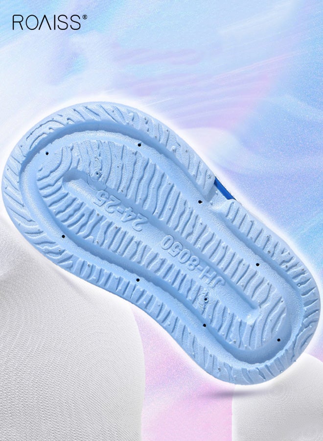 roaiss Kids' Non-Slip Slippers, Puppy Cartoon Summer Flip-Flops, Infant Bathing Indoor Slippers for Boys and Girls, Soft-Soled Breathable PVC One-Piece Injection-Molded Slippers, Blue - Image 3