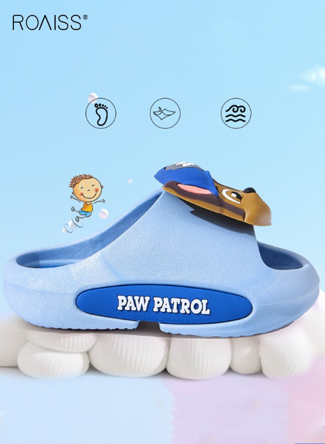 roaiss Kids' Non-Slip Slippers, Puppy Cartoon Summer Flip-Flops, Infant Bathing Indoor Slippers for Boys and Girls, Soft-Soled Breathable PVC One-Piece Injection-Molded Slippers, Blue - Image 4