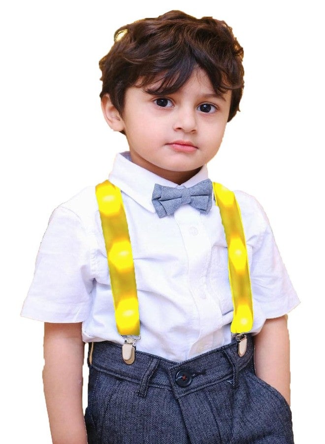 AMNQUERXUS Christmas Costumes Boys Girls Kids Light Up Suspenders, LED Suspenders Funny Costumes Party Favors Gift for Boy (Yellow) - Image 1