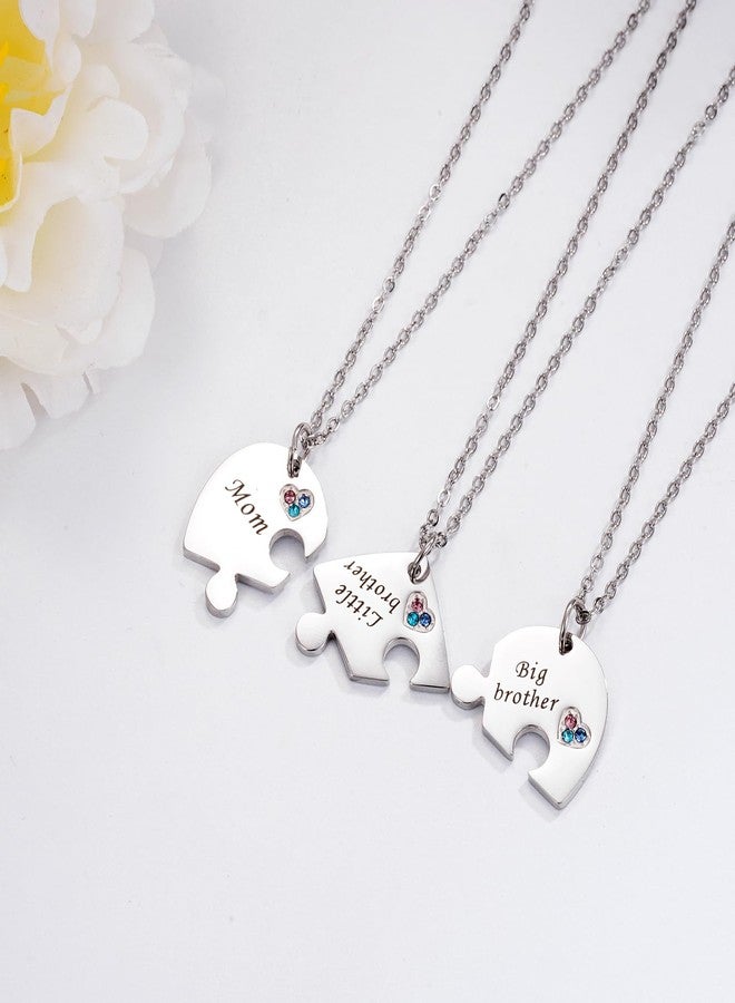 Yonhon Mother Son Necklace for 3,Mom Big Brother Little Brother Matching Necklace Set for 3 - Image 2