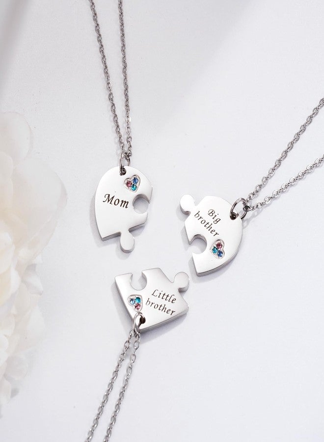 Yonhon Mother Son Necklace for 3,Mom Big Brother Little Brother Matching Necklace Set for 3 - Image 3