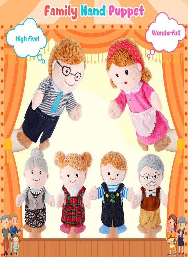 ZJoey 6 Pcs Family Hand Puppets 12 Inch Grandparents, Mom & Dad, Brother & Sister Plush Hand Puppet Toys Role-Play Toy Puppets for Kids Storytelling Imaginative Pretend Play Teaching Preschool(6 Family D) - Image 3