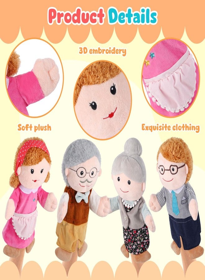 ZJoey 6 Pcs Family Hand Puppets 12 Inch Grandparents, Mom & Dad, Brother & Sister Plush Hand Puppet Toys Role-Play Toy Puppets for Kids Storytelling Imaginative Pretend Play Teaching Preschool(6 Family D) - Image 4