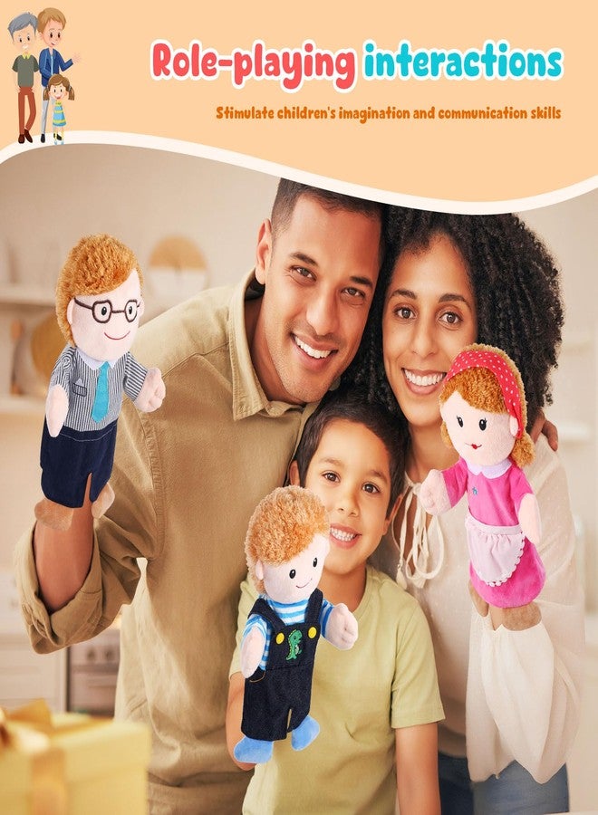 ZJoey 6 Pcs Family Hand Puppets 12 Inch Grandparents, Mom & Dad, Brother & Sister Plush Hand Puppet Toys Role-Play Toy Puppets for Kids Storytelling Imaginative Pretend Play Teaching Preschool(6 Family D) - Image 5