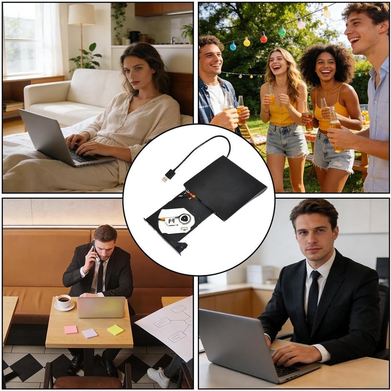Genérico USB Optical Disk Drive - USB 3.0 High Speed External Disk Recorder Slim Design Connection Stable Performance - Multimedia Data Application File Work Office e - Image 4