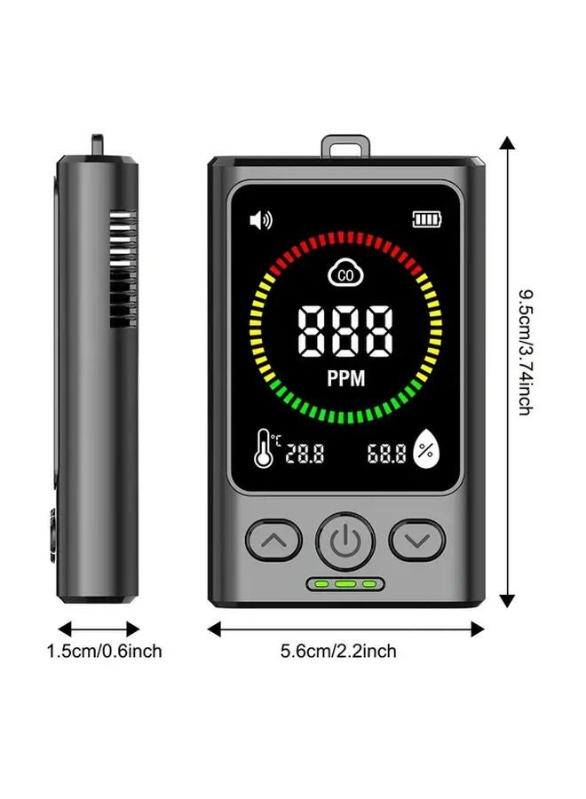 Black Portable Digital CO Detector Rechargeable Carbon Monoxide Alarm - Image 4