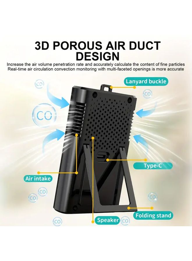 Black Portable Digital CO Detector Rechargeable Carbon Monoxide Alarm - Image 5