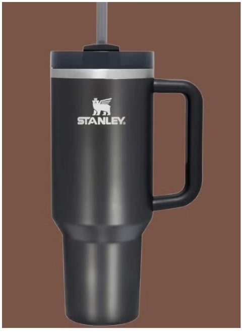 Quencher H2.0 FlowState Vacuum Insulated Tumbler – 40 oz Black Stainless Steel Travel Mug with Lid & Straw, Double-Walled Leakproof Design, Keeps Drinks Hot/Cold for Hours, Durable & Portable – Perfect for Coffee, Water, Smoothies, Iced Tea & On-the-Go Hydration