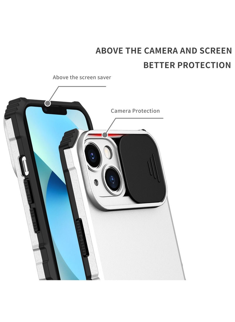 Generic - Iphone 14 Plus White Mobile Phone Case Cover, Innovative Telescopic Bracket, Sliding Protection Camera Window, Bumper Shockproof Phone Back Cover - Image 1