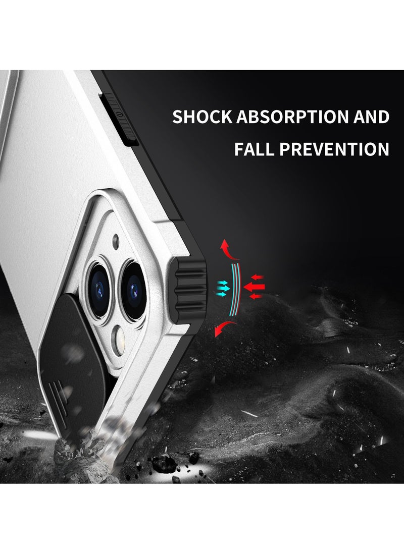 Generic - Iphone 14 Plus White Mobile Phone Case Cover, Innovative Telescopic Bracket, Sliding Protection Camera Window, Bumper Shockproof Phone Back Cover - Image 1