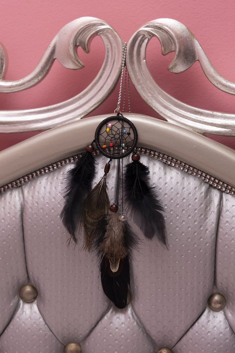 Dream catcher with peacock feather - Black color