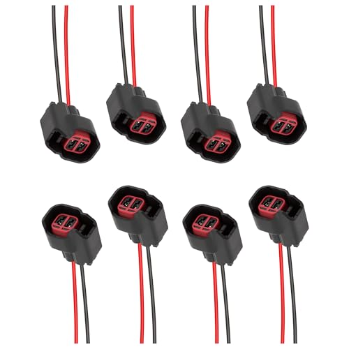 IHOTDER 8 PCS Fuel Injector Connector Pigtail,Fuel Injectors Set of 8 Replace OEM# 5013995AA,5161919AA,Car Accessories Fuel Injector Wiring Harness Compatible with Dodge,Ford,Chevrolet (8PCS) - Image 1