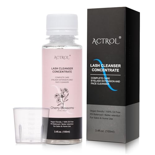 ACTROL Eyelash Shampoo Concentrate 100ml Lash Extensions Cleanser Concentrate Cherry Blossom Natural Foaming Shampoo DIY Wash for Extensions Lashes with Salon Home Care-Makes 60ml Bottles - Image 1