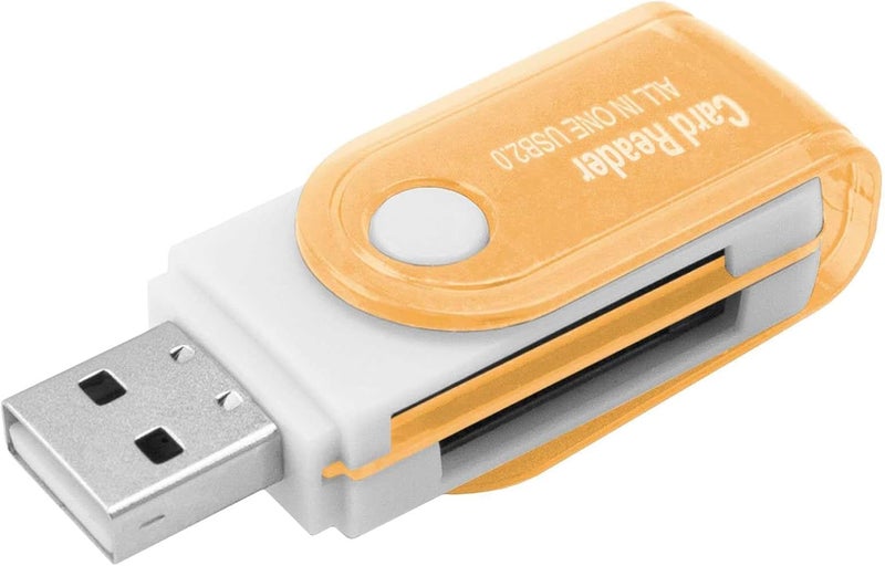 Multi USB Memory Card Reader 4 in 1, USB Flash Card Support Type MMC, Micro SD, TF Card, Micro SD, MS Pro Cards, Duo, M2 Cards, Multicolor