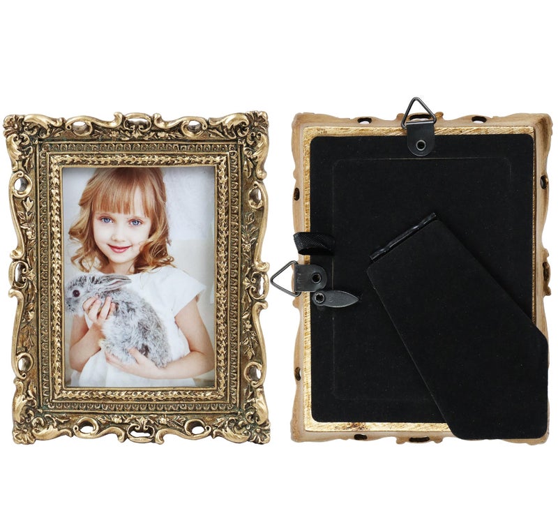 Hymmah 2.5 * 3.5inch Mini Wallet Picture Frame عتيقة إطار الصورة مزخرفة إطار راتنجات مصنوعة يدويًا مع معرض الصور اللوحي والجدار - Image 5