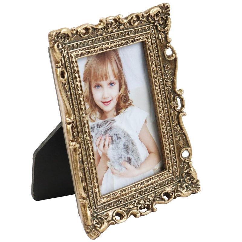 Hymmah 2.5 * 3.5inch Mini Wallet Picture Frame عتيقة إطار الصورة مزخرفة إطار راتنجات مصنوعة يدويًا مع معرض الصور اللوحي والجدار - Image 3