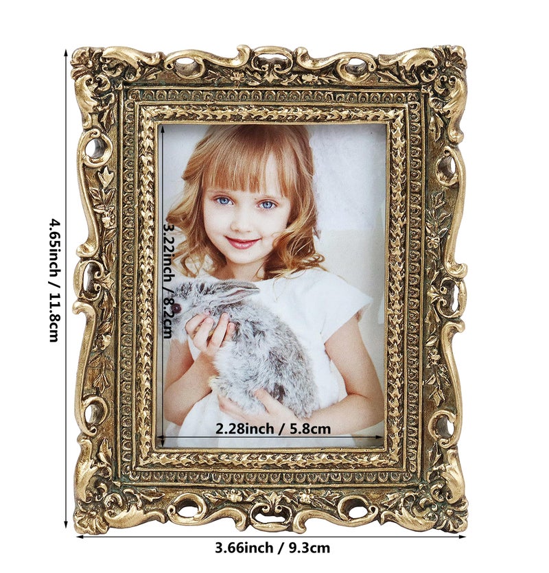 Hymmah 2.5 * 3.5inch Mini Wallet Picture Frame عتيقة إطار الصورة مزخرفة إطار راتنجات مصنوعة يدويًا مع معرض الصور اللوحي والجدار - Image 4
