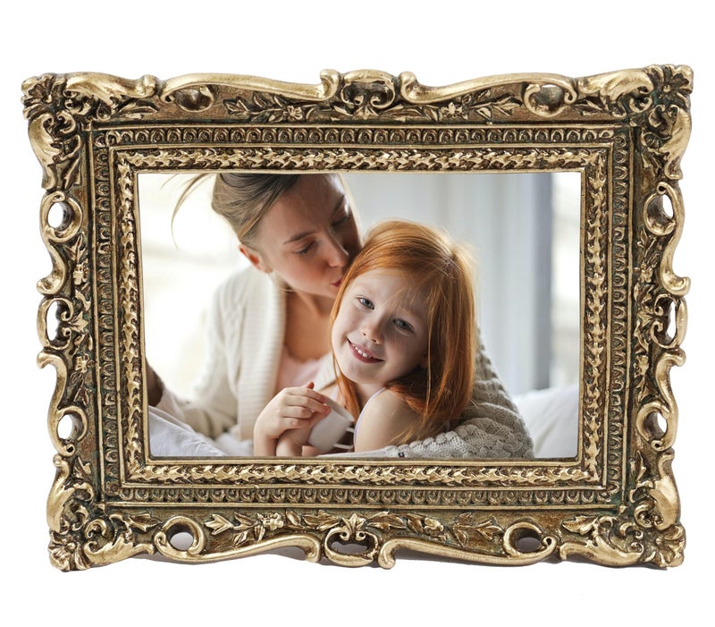 Hymmah 2.5 * 3.5inch Mini Wallet Picture Frame عتيقة إطار الصورة مزخرفة إطار راتنجات مصنوعة يدويًا مع معرض الصور اللوحي والجدار - Image 2