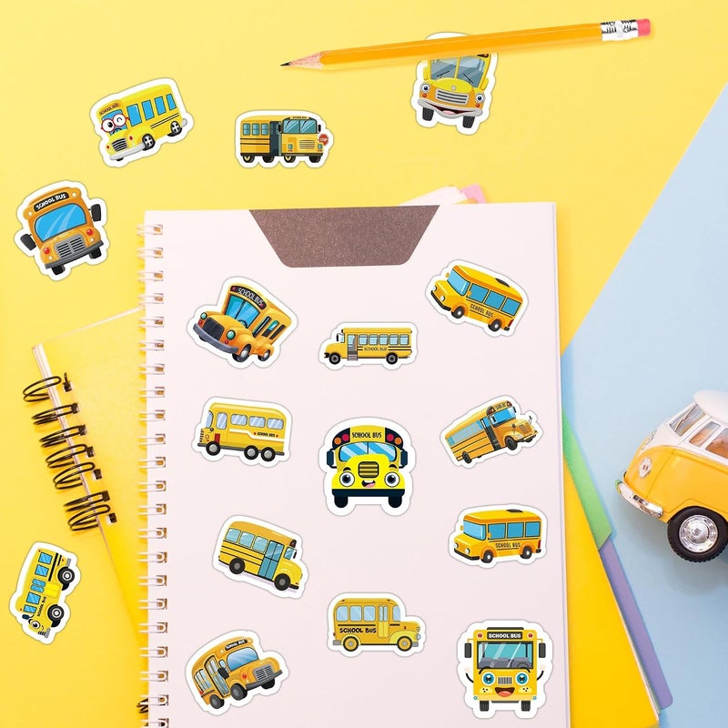 Excefore School Bus Stickers, 1000Pcs Waterproof Vinyl Cartoon Transportation Decals for Back to School, Laptop, Bottle, Notebook, Luggage, Classroom Decor & Kids Crafts, 2 Rolls - Image 5