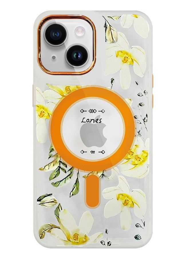 JOWAY Case for Apple iPhone 14 PLUS Floral Design Fashion Flower Compatible with MagSafe & Wireless Charging Cover YELLOW - Image 1