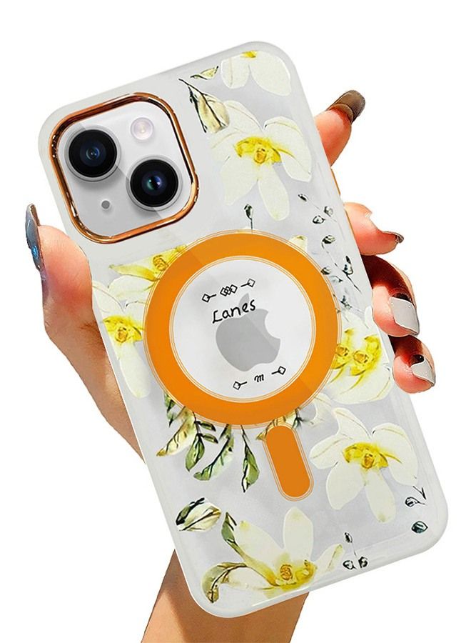 JOWAY Case for Apple iPhone 14 PLUS Floral Design Fashion Flower Compatible with MagSafe & Wireless Charging Cover YELLOW - Image 4