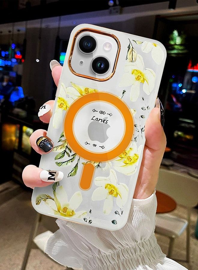 JOWAY Case for Apple iPhone 14 PLUS Floral Design Fashion Flower Compatible with MagSafe & Wireless Charging Cover YELLOW - Image 5