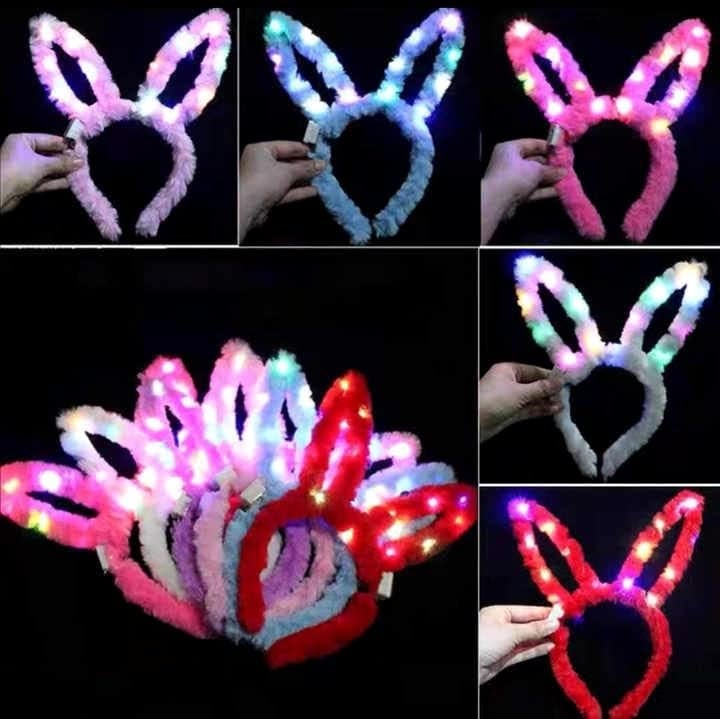 LUDALY LED Rabbit Ears Headbands Light Up Bunny Headband/Flashing Hair Bands Christmas Nightclub Party Decorations Hair Accessories for Women and Girls(Pack of 2) - Image 5