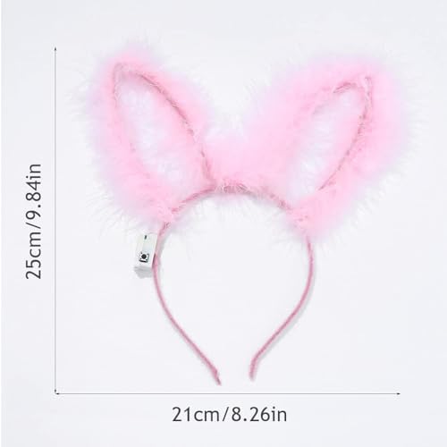 LUDALY LED Rabbit Ears Headbands Light Up Bunny Headband/Flashing Hair Bands Christmas Nightclub Party Decorations Hair Accessories for Women and Girls(Pack of 2) - Image 3