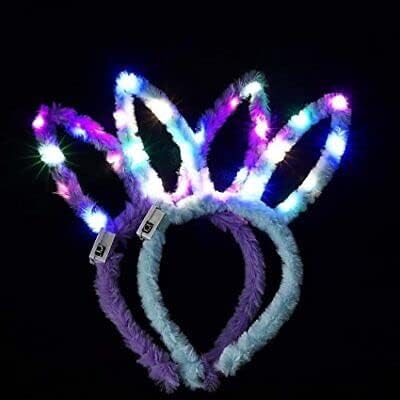 LUDALY LED Rabbit Ears Headbands Light Up Bunny Headband/Flashing Hair Bands Christmas Nightclub Party Decorations Hair Accessories for Women and Girls(Pack of 2) - Image 1