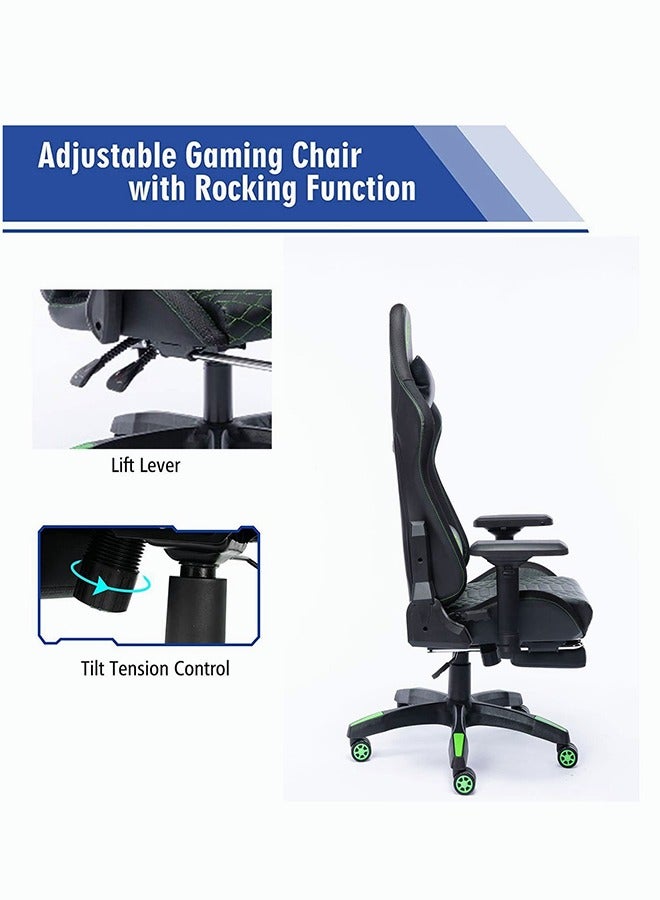 Gaming Chair Computer Chair with Footrest and Lumbar Support LED Light RGB Gaming Chair Computer Desk Chair Study Chair Office Chair (Black)  - Image 3
