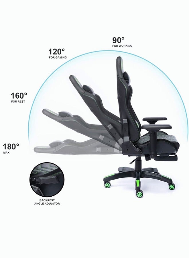 Gaming Chair Computer Chair with Footrest and Lumbar Support LED Light RGB Gaming Chair Computer Desk Chair Study Chair Office Chair (Black)  - Image 4
