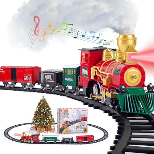 AuroTops Kids Train Set Christmas Train Set for Under The Trees Electric Train Toys for Boys Girls with Steam Locomotive Passenger Cars Cargo Cars Sounds Lights for 3 4 5 6 7 8 Years O - Image 1