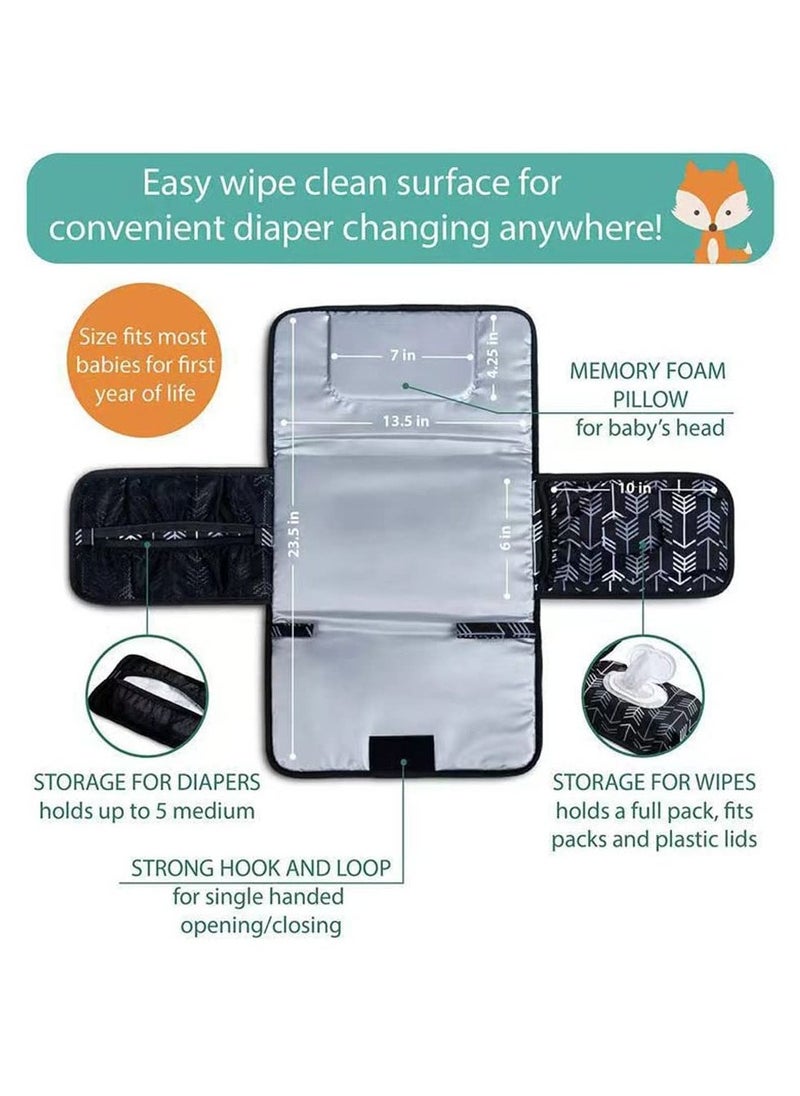 KASTWAVE Portable Nappy Changing Mat with Pockets, Waterproof Foldable Infant Baby Changing Pad Baby Changing Pad Station  - Image 3