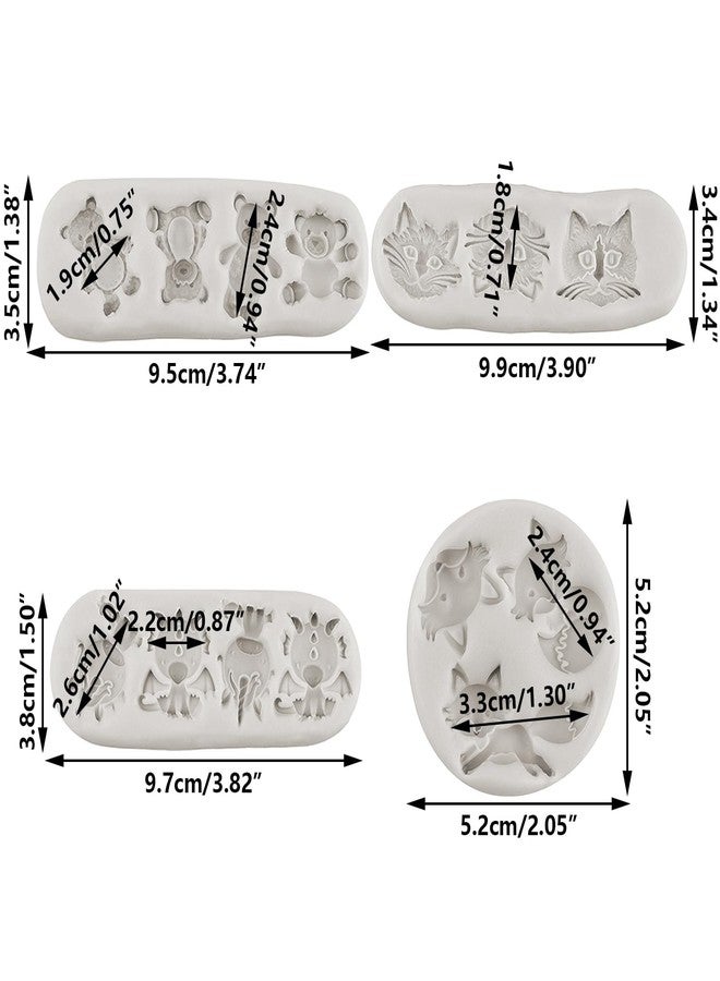 MINFEIDMS Cat Head Fox Unicorn Bear Silicone Fondant Molds For Cake Decorating Cupcake Topper Candy Chocolate Polymer Clay Gum Paste Set of 4 - Image 2