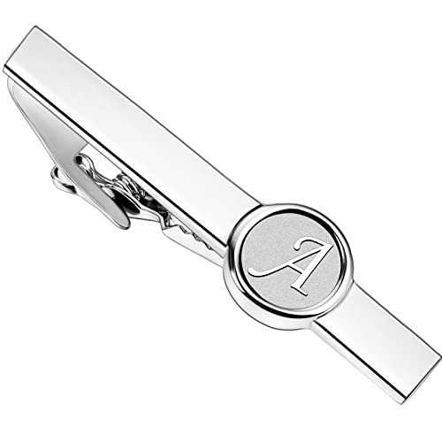 AMITER 2 inch 26 Letter Silver Tie Clip for Men Wedding Business Necktie Accessory - Image 1