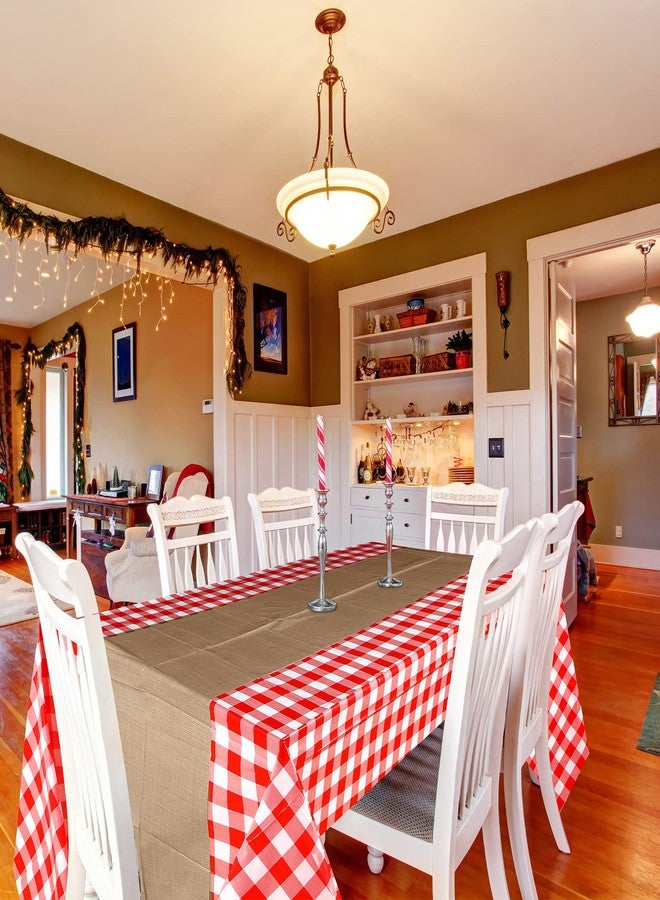 Boyiee 12 Pcs Red and White Checkered Picnic Tablecloths, Plastic Gingham Table Covers Printed Burlap Table Runners for Farm Theme Birthday Western Barnyard Party Supplies, 54 x 108 Inch - Image 4