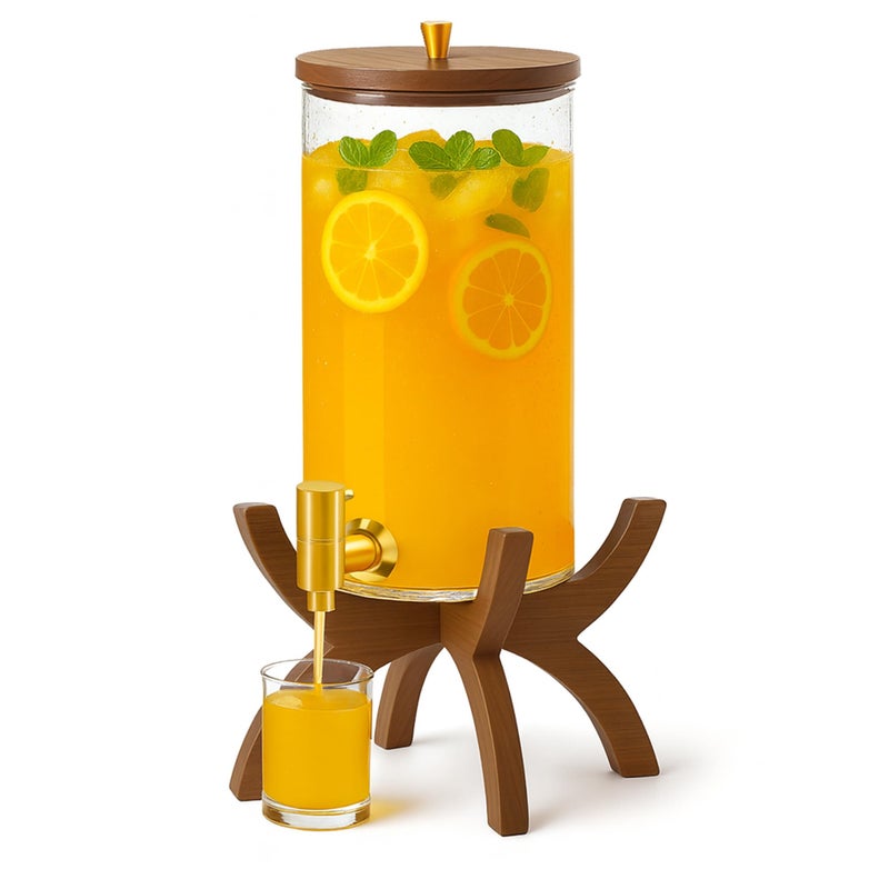 VERSSURE Glass Drink Dispenser,1.5 Gallon Beverage Dispenser with Stand,Lemonade Dispenser with Stainless Steel Faucet,Drink Dispensers for Parties, Bars and Home - Image 1