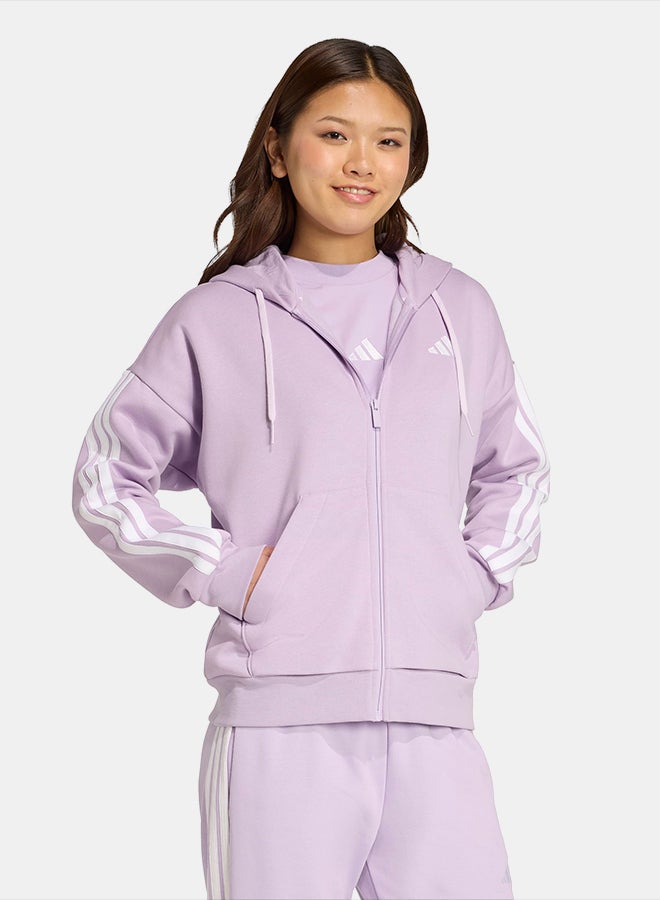 Adidas Essentials 3-Stripes Full-Zip Fleece Hoodie - Image 3