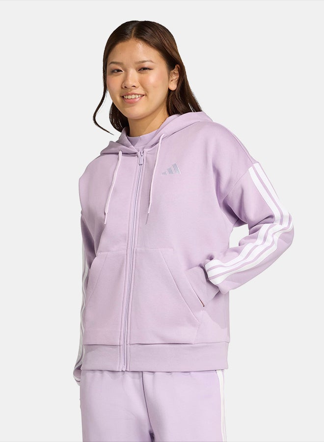 Adidas Essentials 3-Stripes Full-Zip Fleece Hoodie - Image 1