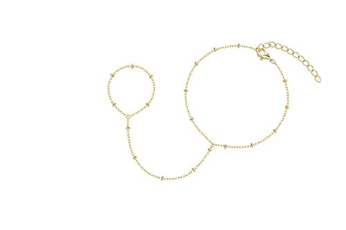 Poxtex Gold Beaded Bracelets for Women, Real Gold Hand Chain Bracelets, Dainty Adjustable Bracelets for Women Trendy, Jewelry Gifts for Women, Mother's Day Gifts for Mom - Image 1